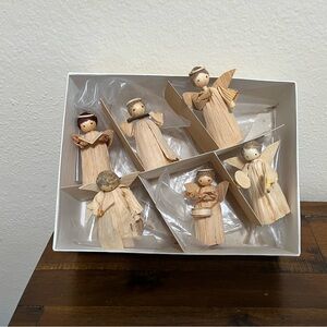 Vintage Corn Husk Angel Holiday Decor Set